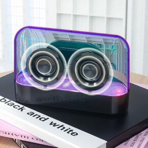 سماعات بلوتوث لاسلكية محمولة K9 5.2، سماعات كمبيوتر شفافة RGB TWS مع محيط ستيريو HiFi 2.0، تدوم 18 ساعة طويلة، بطاقة FM/Type-C/TF متعددة الطرق للعب للكمبيوتر المحمول، أسود in Kuwait