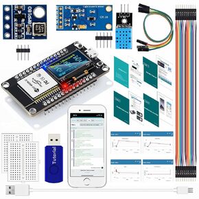 ESP32 Weather Station and Weather Instrument Kit,ESP32 WiFi+BT+BLE Integrated 0.96'' OLED Board DHT-11 Temperature Humidity BMP-180 Atmospheric Pressure BH1750 Light Sensor for Arduino IoT Starter