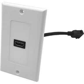 Halokny HDMI Wall Plate, 1 Port 4K HDMI Wall Plate, with 6Inch HDMI Female to Female Pigtail Cable Wall Plate (White)