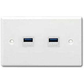 Halokny USB 3.0 Wall Plate,2 Port USB 3.0 Keystone Jack. USB 3.0 Female to Female Keystone.for Charging and Data Transfer, White(2Port USB 3.0)