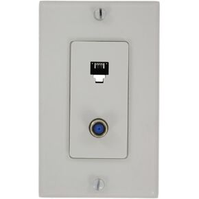 Leviton 40159-W Decora Telephone/Video Wall Jack Assembly, 6P4C + F, Screw Terminals, White