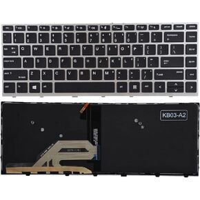 Replacement Backlit Keyboard Compatible with HP ProBook 430 G5 / 440 G5 / 445 G5 / 640 G4 / 645 G4 / 640 G5 with Silver Frame Backlight, No Pointer L09546-001 L00735-001
