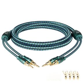 SKW Single Speaker Cable with Convertible Banana and Spade Plugs Entry Level HC Series Cable 10ft/3M (One Cable)