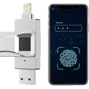 256/128/64GB Encrypted USB Flash Drive, Fingerprint Flash Drive, 2-in-1 Secure Password Protected U Disk, Photo Memory Stick for Phone PC with 360° Protection Cover (128, GB)