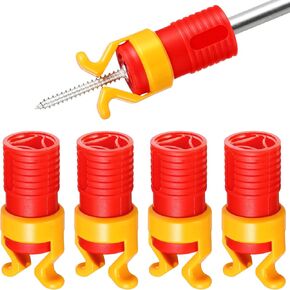 4pcs Screw Holder Clamps, ABS Plastic Gripper for Woodworking, Universal Clamp for Drill Bits 6-8mm, Screwgripper Attachment, Red
