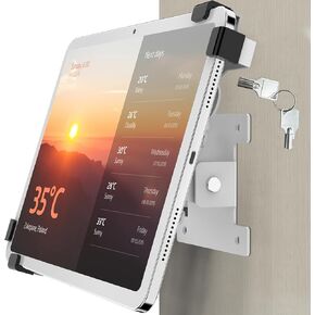 iPad Wall Mount Diagonal Clamp for 9.7 to 12.9" iPads Secure & Adjustable Tablet Holder Anti Theft Key Lock 360 Rotation BSW101X