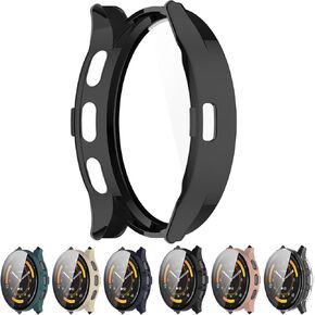 Smartwatch Full Coverage PC Protective Case Cover with Tempered Glass Screen Protector Compatible with Garmin Venu 3, Soft and Durable(Black)