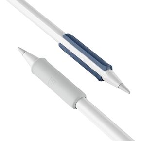 FUSE Apple Pencil Grip - متوافق مع Apple Pencil Pro وGen 2 Stylus للرسم والكتابة - مصمم للشحن المغناطيسي ومستشعر النقر المزدوج (أبيض، أسود)