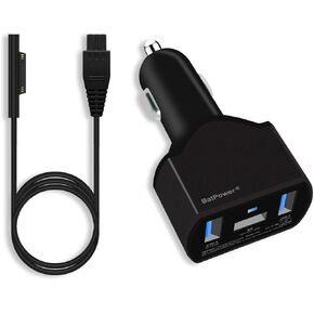 BatPower CCS 110W Surface Laptop Car Charger Compatible with Microsoft Surface Book Laptop 4 3 2 1 Surface Pro 8 X 7 6 5 4 3 Go tablet car charger vehicle DC 12v-24v auto adapter