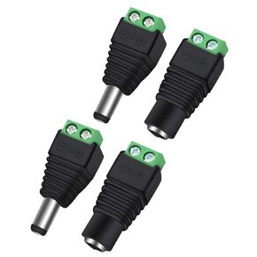 2 Male + 2 Female 12 V 2.1x5.5mm DC Power Jack Plug Adapter Barrel Connector for CCTV Security Camera LED Strip