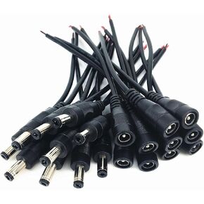 10 pairs of DC power cord plug male and female connectors (5.5mm x 2.1mm), DC male and female extension cable connection, used for LED light strips, camera monitoring, etc. (15cm)