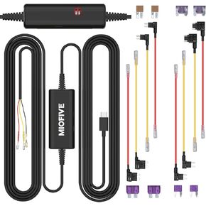مجموعة أسلاك كاميرا داش المطورة | منفذ USB من النوع C بطول 11.5 قدم | لكاميرا داش من سلسلة Miofive S1 | مراقبة مواقف السيارات على مدار 24 ساعة | حماية الجهد المنخفض | تحقق من صورة التوافق قبل الشراء