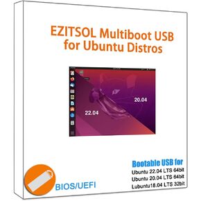 USB for Ubuntu 22.04 & 20.04 64bit,Lubuntu 18.04 32bit | 3IN1 Bootable Linux USB flash drive/Stick,Jump Drive,Pendrive,Thumb drive
