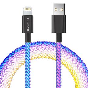 [Apple MFi Certified] iPhone Charger, BANVCO 4.9ft LED RGB Light Up Gradual USB to Lightning Fast Charging Cable High Speed Data Sync Cord for iPhone 14 13 12 11 Pro XS Max XR X 8 7 6 Plus SE More