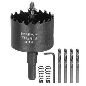 HARFINGTON Bi-Metal Hole Saw Kit 65mm (2-35/64") Hole Cutter Set with 1pcs 1/2" Hex Shank Arbor 5pcs 1/4" Center Drill Bits 3ps Springs 1pcs Wrench for Wood Plastic Soft Metal