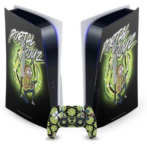 Head Case Designs Officially Licensed Rick and Morty The Space Cruiser Graphics Vinyl Faceplate Gaming Skin Decal Compatible with Sony PlayStation 5 PS5 Disc Edition Console & DualSense Controller