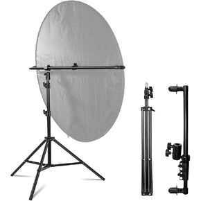 Extendable Reflector Holder Arm with 78.7"/2m Tripod Light Stand, Photo Telescopic 25.5" to 47.2" Boom Arm 360° Swivel Reflector Bracket for Product Portrait Studio Outdoor Photography