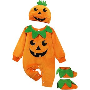 ROYLAMP Infant Baby Boys Girls Halloween Pumpkin Romper JackOLantern Orange Long Sleeve Outfi