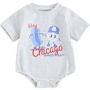 Newborn Baby Boy Girl Baseball Outfit Short Sleeve Play Ball Embroidery Romper Bodysuit Summer Ball Game Clothes