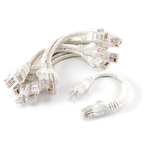 CablesOnline 10-PACK 6inch CAT5e UTP Ethernet RJ45 Full 8-Wire White Patch Cable, (U-000WH-10)