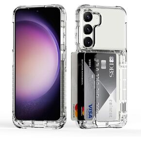for Samsung Galaxy S23 Case Wallet Clear Protective Case with Credit Card Holder Heavy Duty Protection Shockproof Anti-Scratch Anti-Yellow Cover for Samsung Galaxy S23 6.1 inch Transparent