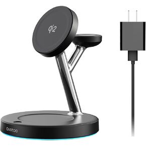 شاحن لاسلكي Qi2 3 في 1 لهاتف iphone، محطة شحن لاسلكية سريعة للغاية بقدرة 30 وات لهاتف iPhone Apple Watch AirPods، حامل شاحن لاسلكي Mag-Safe لـ 15/14/13/12/، iWatch، AirPods 3 2 Pro (أبيض) in Kuwait