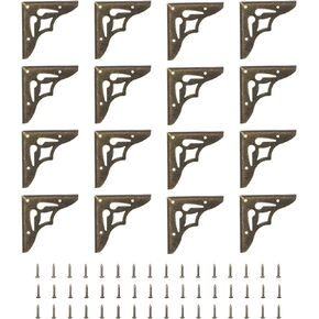 uxcell 30pcs Vintage Corner Protector 1.3"x1.4"x0.2" Decorative Metal Edge Corner Protectors Brackets with Mounting Nails for Box Wooden Case Chest Table Desk Bronze
