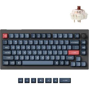 Keychron V1 Max 75% Custom Wireless Mechanical Keyboard, 2.4 GHz/Bluetooth 5.1/Wired RGB with QMK/VIA Programmable Knob, Hot-Swappable Gateron Banana Switch Gasket Mount for Mac Windows Linux