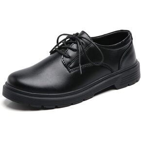 Women's Leather Chunky Platform Oxfords Classic Round Toe Lace-Up Anti-Slip Lug Soft Bottom Dress Shoes Casual Breathable Work Business Office Walking Shoe