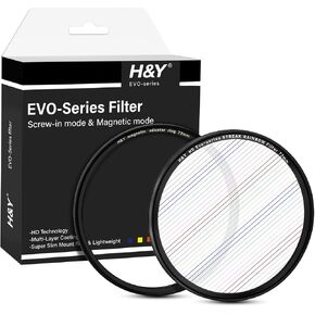 H&Y EVO 82mm Transparent Streak Filter, Flare Magnetic 2-in-1 | 82mm Transparent Streak, Natural Clear Flare, Anamorphic Effect, Magnetic 2-in-1 in Kuwait