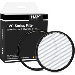 H&Y EVO Series 95mm Variable Pink Streak Filter 360° Rotatable Anamorphic Flare Effects Lens Filter Screw in and Magnetic Lens Filter 2 in 1 with Magnetic Adapter Ring for Photography and Videography