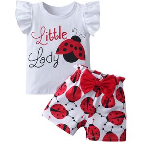 Kulcerry Toddler Baby Girl Summer Clothes Outfits Short Sleeve T-Shirts Tops Shorts Clothes Set