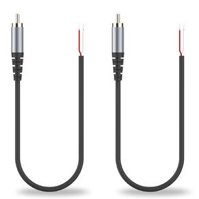 1ft Speaker Wire RCA Male Plug Jack Connector Adapter to Bare Wire Open End Pigtail Audio Video RCA Cable for Amplifier Receiver Speakers(2 Pack)