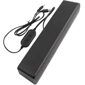Estink PC Soundbar, Plastic USB Wired Stereo Soundbar Music Player Bass Surround Sound Box with 3.5mm Input for Desktop Laptop Tablet PC Smartphones, 12.6 x 2.5 x 2.7inch (Black)