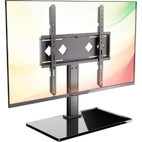 Height Adjustable Swivel Universal TV Stand,Table Top TV Stand for 26-55 inch TVs,TV Mount Stand with Tempered Glass Base,VESA 400x400mm,Holds up to 88lbs Screens(Black)