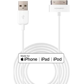 HomeSpot Sync & Charge 30 pin to USB Cable 6.6ft (2M) Extra Long Charging Cable Compatible with iPhone 4/4s, iPhone 3G/3GS, iPad 1/2/3, iPod(1 Pack - White)