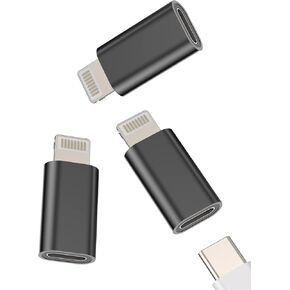 USB C Female to Lightning Male Adapter Type-C Charging Cable Accessories(3pack)for Iphone 14 13 12 11 Pro Max Mini Xs Se 7 X Xr 8 Plus Ipad Air Converter Charger Port Cord Data Sync Connector