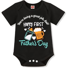 Sinda Fathers Day Clothes Happy First Fathers Day Bodysuit Romper Baby Boy Girl Fathers Day Outfits