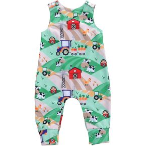 Emmababy Baby Boy Tank Romper Car Animal Print Sleeveless Jumpsuit One Piece Overalls Infant Bodysuit Newborn Summer Clothes