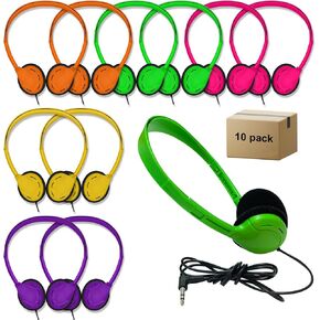 20 Pack Class Set Headphones for Kids Students School Classroom Headphones Bulk Earphones Adjustable with 3.5 mm Jack for Library Children Adults(005 Multi Color Headphones)