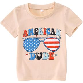 CM C&M WODRO 4th of July Shirt Toddler Boys Patriotic T-Shirt American Dude Graphic Tee Little Kids USA Flag Summer Tops