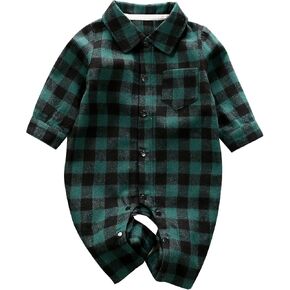 AGQT Baby boys Plaid Outfit Gentleman One Piece Romper Suit Size 0-24 Months