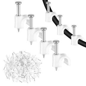 100-pack Cable Clips with Steel Nails, 4mm Wire Wall Clips Cable Clips Nail Cable Wire Cord Management Clips for Wire Ethernet Cable, Telephone Cable, Home Desk TV Wire, Computer(4mm)