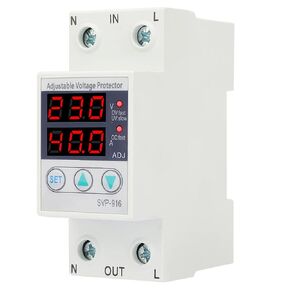 Single Phase Voltage Protector, Adjustable Over and Under Voltage Current Protector 230VAC Current Protector for Appliances(63A)