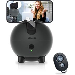 Auto Tracking Phone Holder, Auto Face Tracking Tripod, 360° Rotation Face Body Phone Tracking Tripod, AI-Powered Face Tracking,No APP Live Vlog Tiktok Video-Pink
