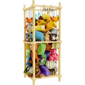 Stuffed Animal Zoo Storage Cage Wooden, 48''(4ft) Wood Extra Large Stuffed Animal Storage Basket, Toy Storage for Big Stuffed Animals, Large Toy Chest for Kids Girls Boys Toy Organizer Holder