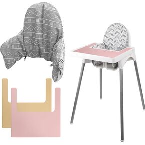 High Chair Cushion, Type High Chair Cover Pad,With two High Chair Placemat, highchair Cushion for IKEA Antilop Highchair,built-in Inflatable Cushion,baby Sitting More Comfortable (Stone Flower)