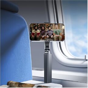 Compact Airplane Travel Phone Mount with 1.57" Wider Base Clamp - Essential Pocket-Sized Cell Phone Holder for Desk & Flying, Ideal Plane Travel Accessories-Silver (Silver)