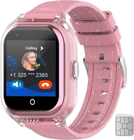 ساعة ذكية للأطفال من Wonlex 4G Cellular (تشمل بطاقة SIM)، ساعة هاتف متتبع GPS تدعم مكالمات الفيديو، الدردشة الصوتية، SOS، الكاميرا، عداد الخطى، الألعاب، المنبه، أفضل هدية للأولاد والبنات الذين تتراوح أعمارهم بين 3-10 (وردي) in Kuwait