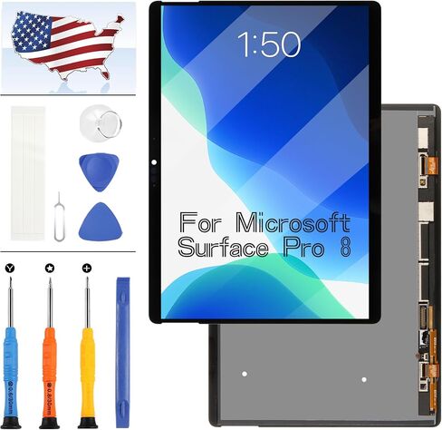 استبدال الشاشة لجهاز Microsoft Surface Pro 8 1982 1983 13 بوصة شاشة LCD تعمل باللمس مجموعة أدوات إصلاح الجمعية مع أدوات (أسود) in Saudi Arabia